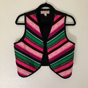 Vintage Aunt Abigail's Attic  Striped Fabric Vest Size Medium